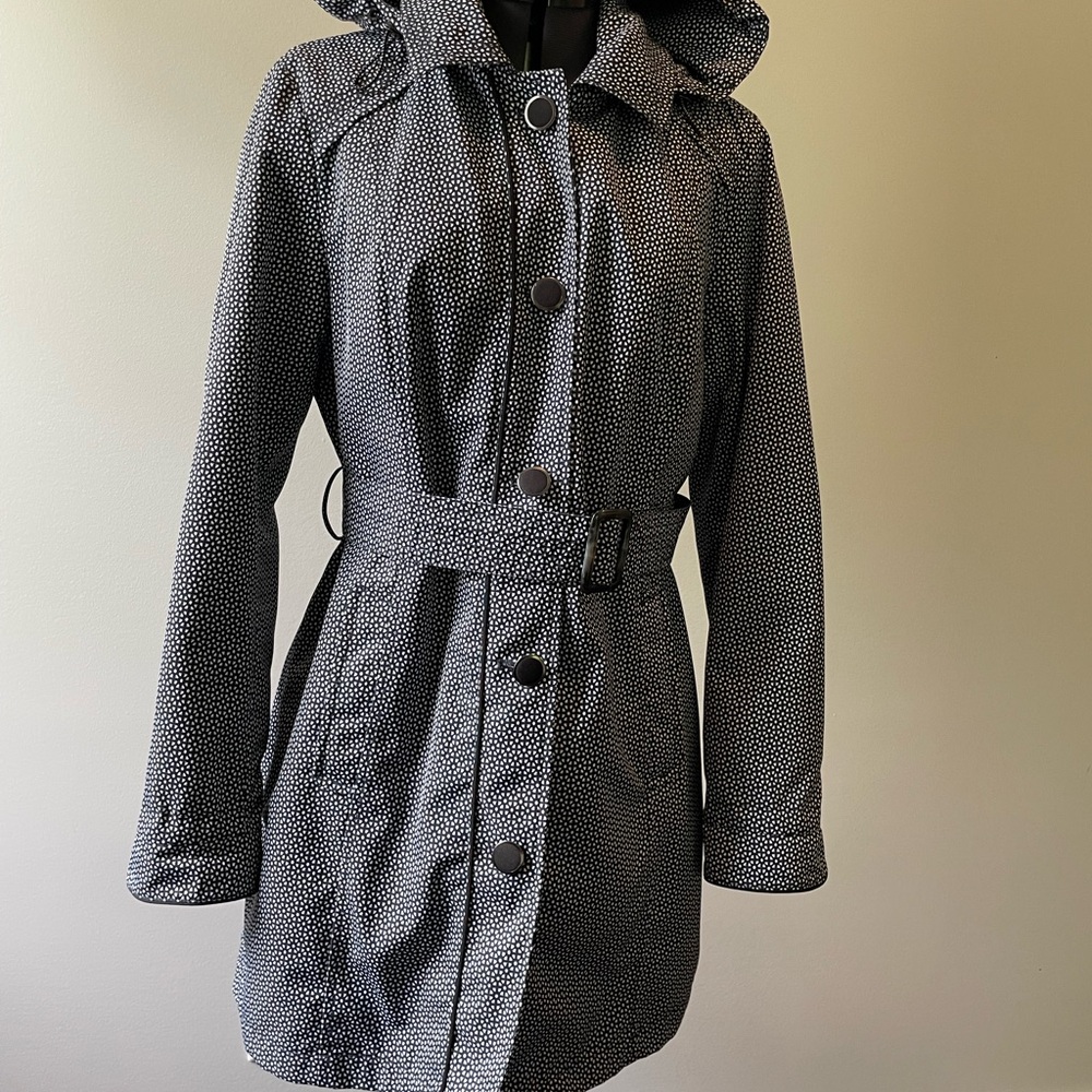 Small- Stylish Black and White Women's rain Coat